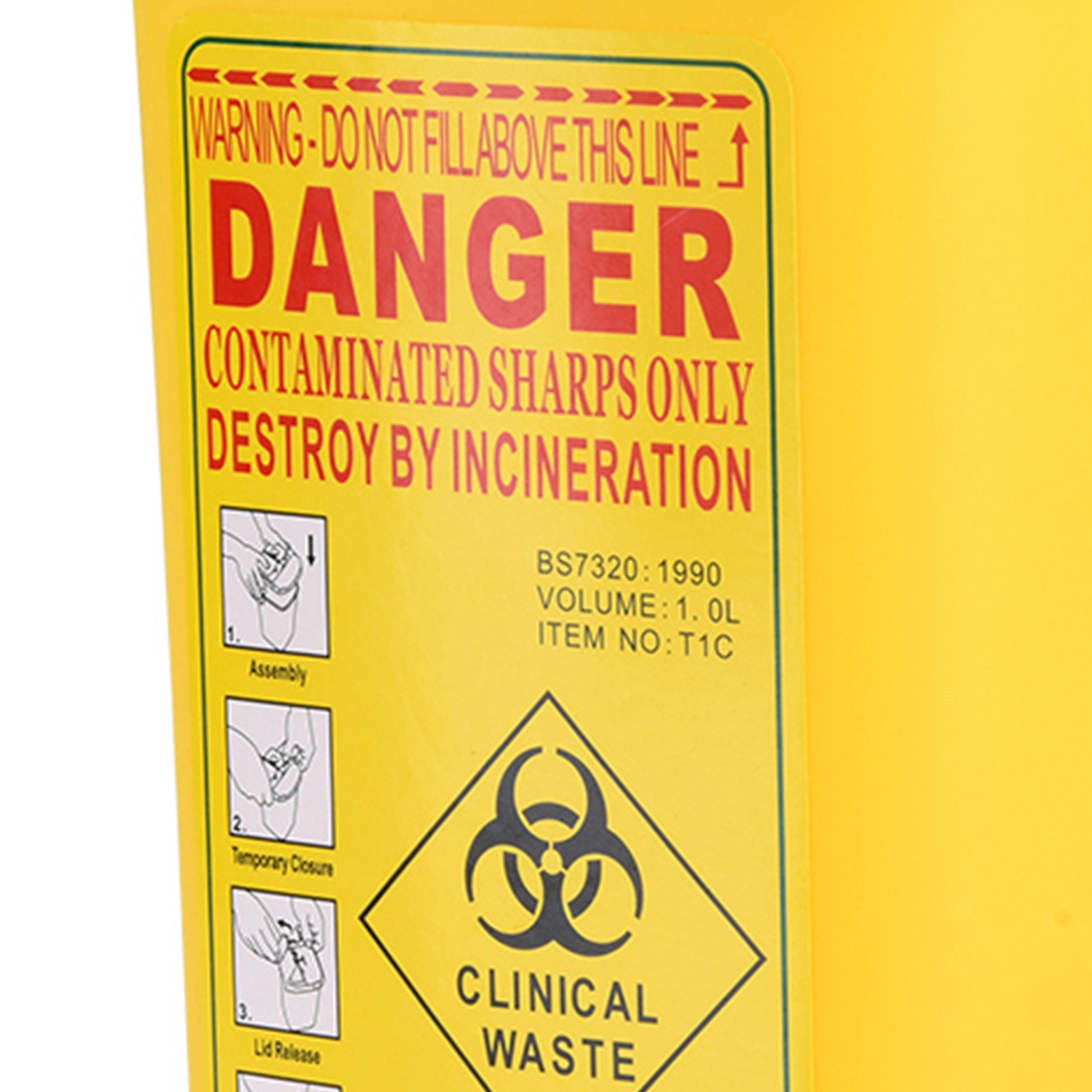 Tattoo Plastic Sharps Container Biohazard Needle Disposal 1L Size Wa