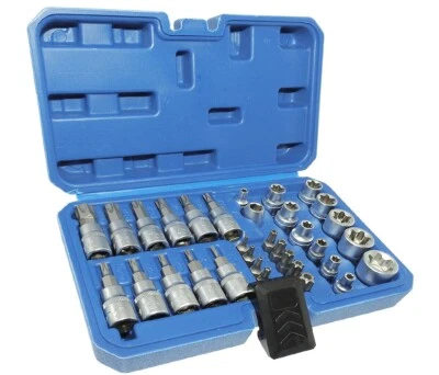 SATRA Außentorx Innentorx Steckschlüssel 34-tlg Torx Bits Satz Kfz Werkzeug Nuss Set