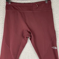 The North Face Fleece Lined Legging High Waisted Cropped Zipper Pocket Red Sz M