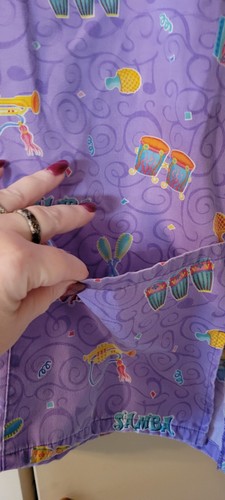 Scrub Top Shirt Womens Short Sleeve XL Purple Mambo Tango Dance Party Pockets - Picture 4 of 15