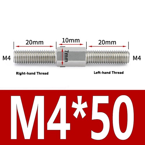 M4-M16 Left & Right Thread Double End Screw Rod Stud Bolt 304 A2 Stainless Steel - Picture 11 of 56