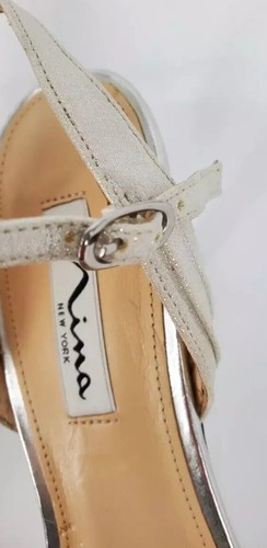 Nina Camille Mid Heel Slingback Sandals Silver MSRP $79 Size 9 New - Picture 6 of 14