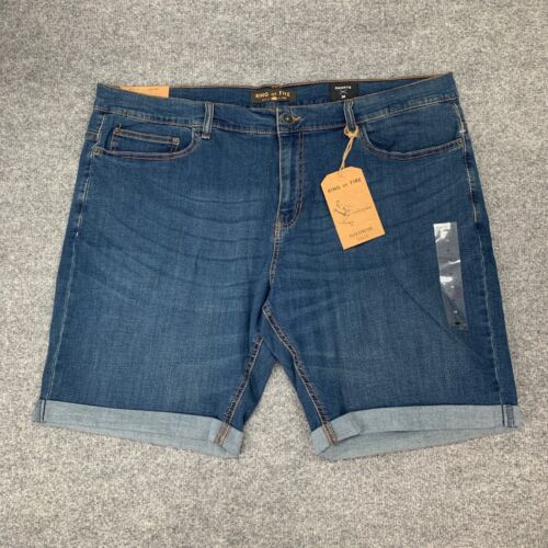 Ring Of Fire Shorts Mens 38 Blue Duke Denim Cuffed Hem Stretch High Rise Pockets - Picture 2 of 12