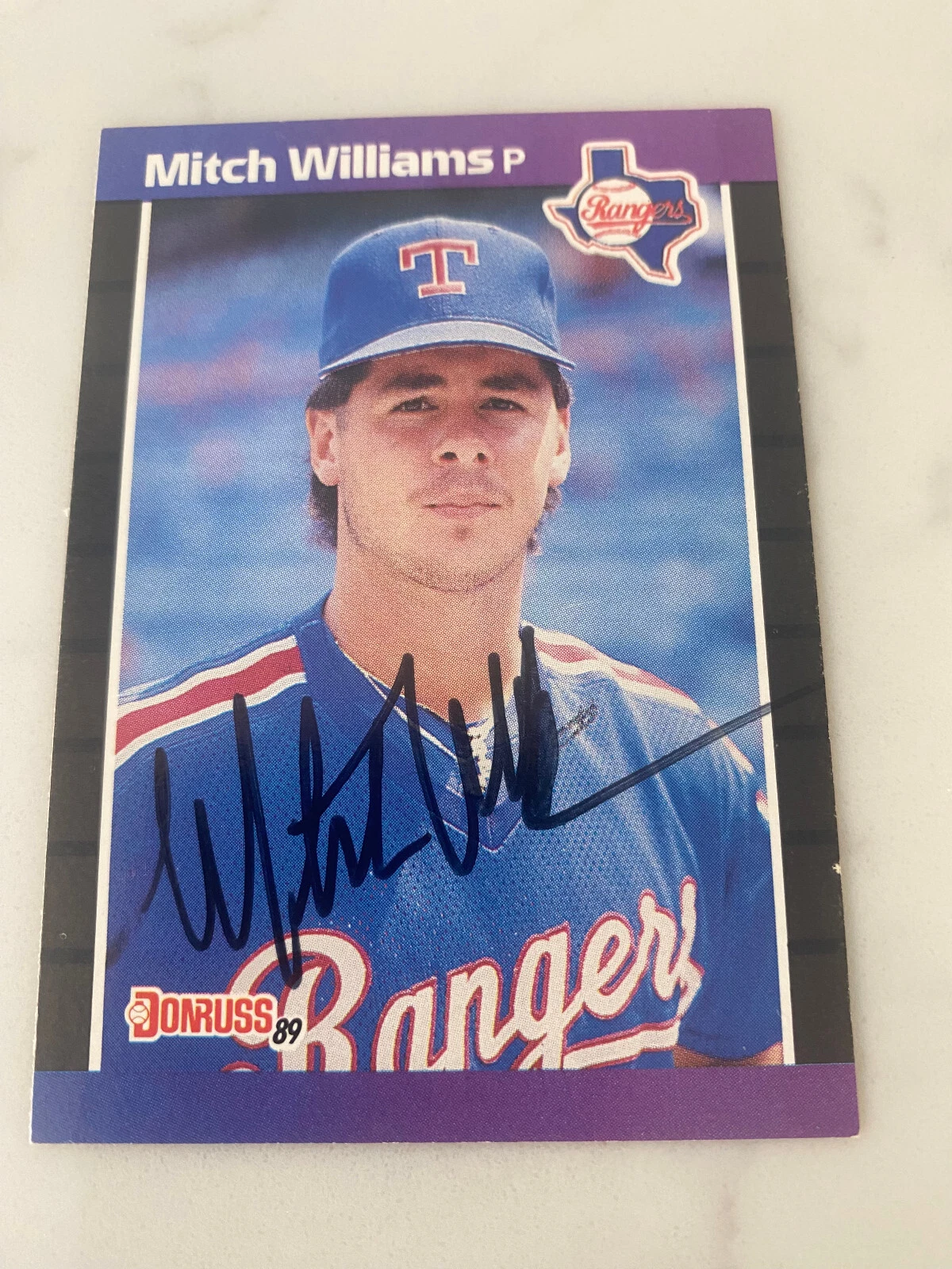 1989 Mitch Williams Donruss Autographed card Rangers Phillies Astros