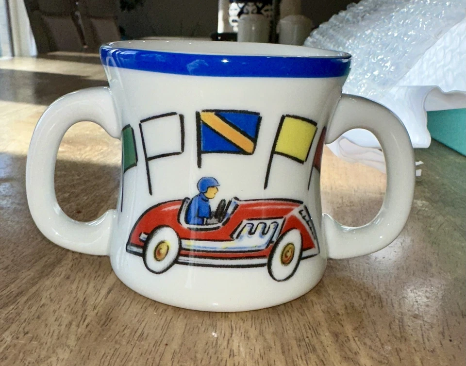 Juego de 3 platos de colección Tiffany & Co Race Cars plato cuenco y taza 2002 en caja Foto 2 de 4