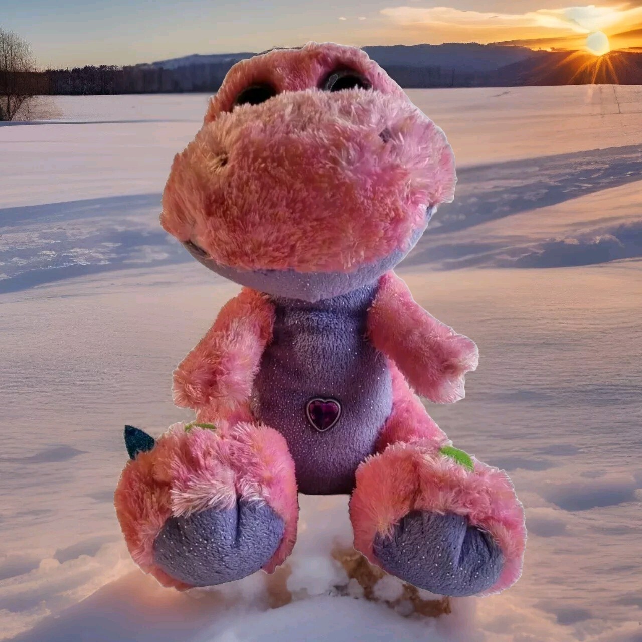 Wild Republic Plush Dinosaur 10" Hearts 'n' Hugs Soft Toy Purple Jewel Heart