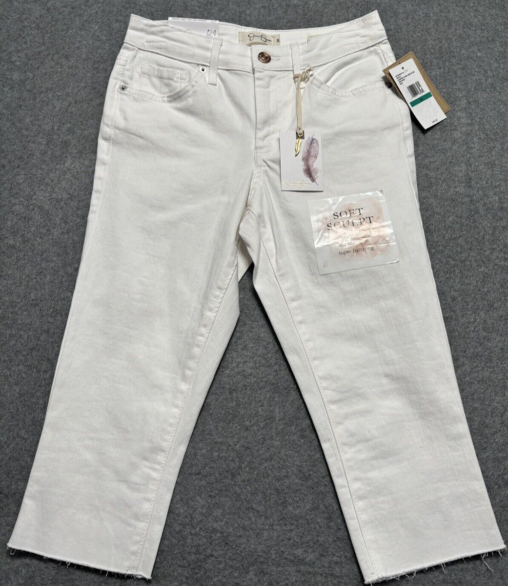 Jessica Simpson Womens Capri Jeans Size 24 Slim Leg High Rise Raw
