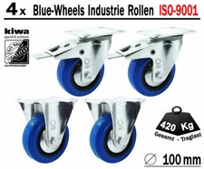 Blue Wheels Industrie Transport Lenk Rollen 4 x Ø 100mm Br-Bo/ BS-Rollen Germany