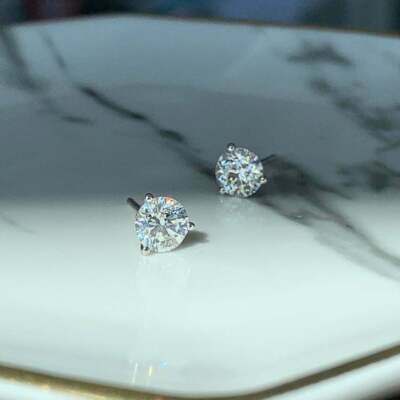 Ct Round Cut Lab-Created Diamond Solitaire Martini Stud