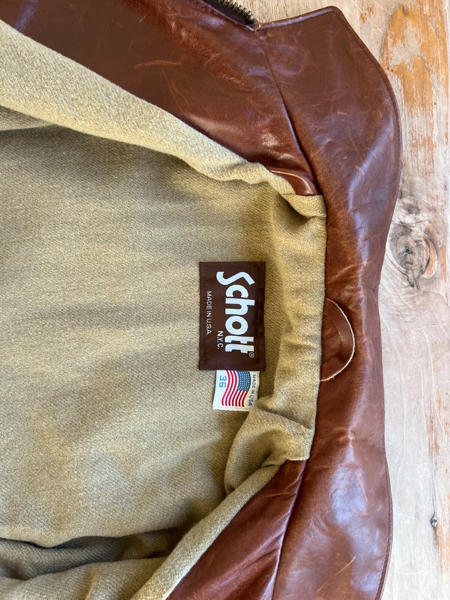 Schott Single Trucker Jacket Riders Size 36 Brown Leather Schott Single Trucker Jacket Riders Size 36 Brown Leather