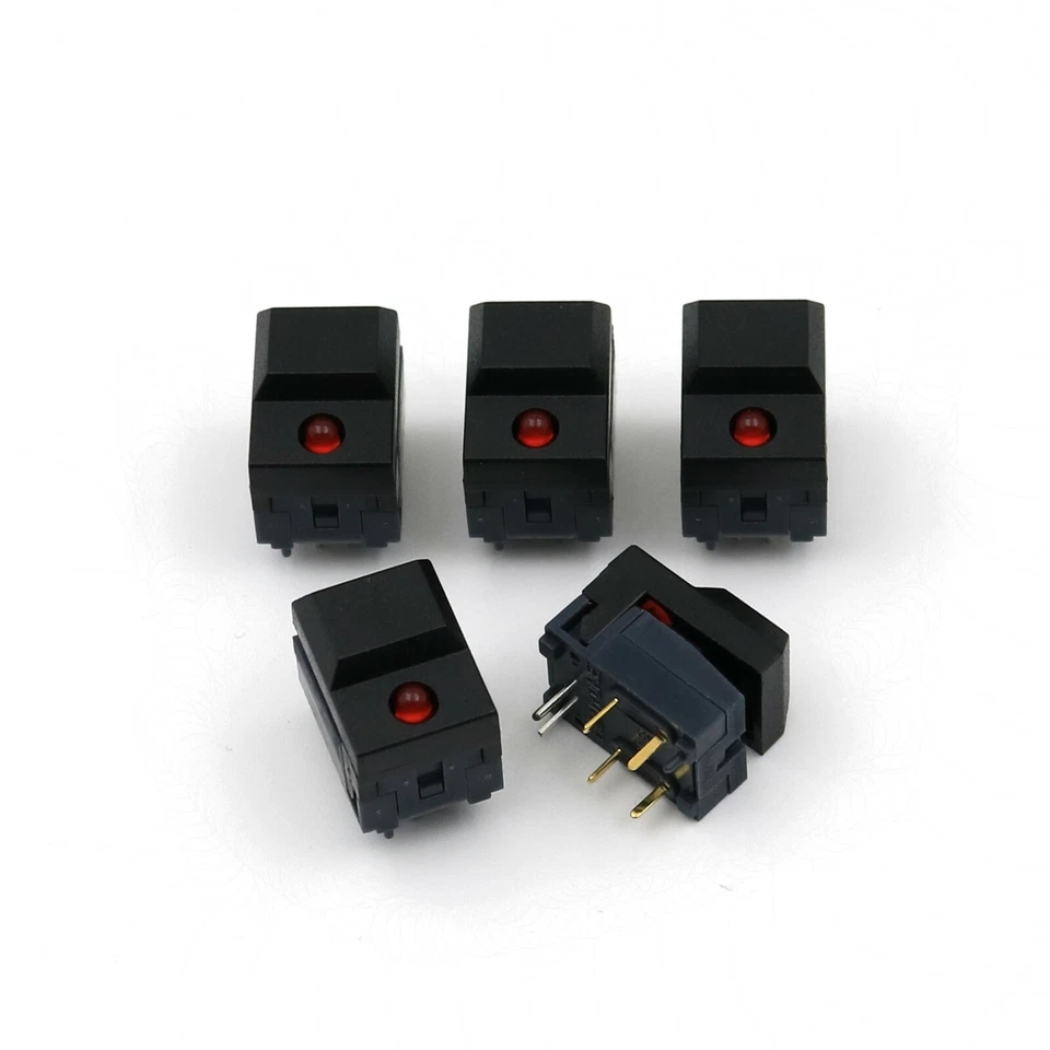 5Pcs Black PB86-A1 6Pin Red LED Momentary SPDT PCB Square Push Button Switch - Image 2 of 4