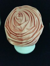 Women's 50s Rose bud hat Church/Easter hat floral pink drape hat May D F