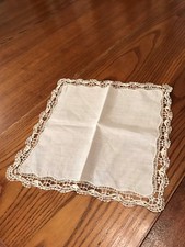 Vintage White Linen w/Lace Edge Romantic Wedding Bridal Hankie Something Old