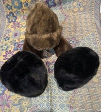 Lot of 3 Faux Fur Vintage Hats and Faux Fur Collar S85 