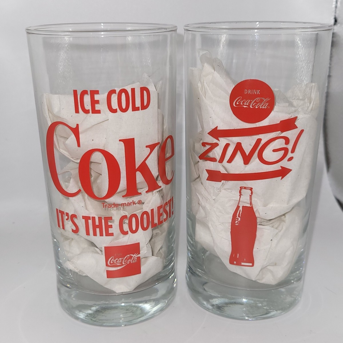 Coca Cola Glasses (2) ~ “Zing”'~ 6” ~ Rare | eBay