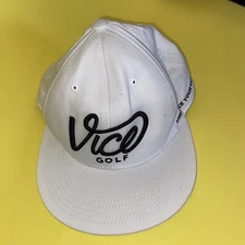 VICE Golf Hat White Snapback Adjustable Ball Cap Embroidered Script GUC Used