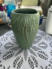 NELSON McCOY Green Ceramic Art Pottery Vase LEAVES Matte Decorative Garden