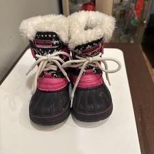 London Fog Girls Tottenham Snow Winter Boots Size 7 M Gray Black Pink