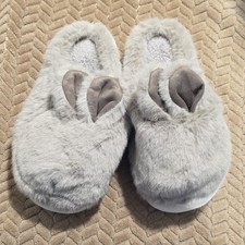 Gray Faux Fur Animal Ear Slip-On Women's Slippers EU 40-41 US 9-10 Cushioned