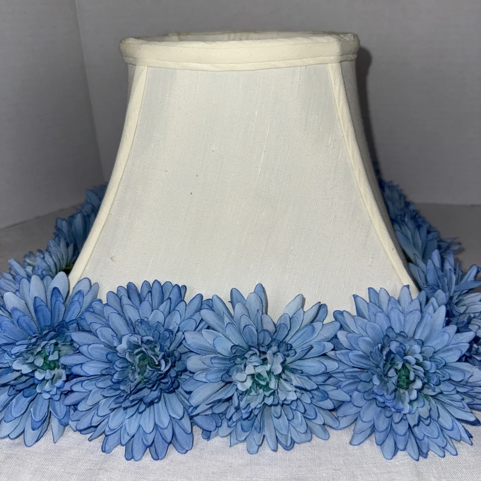 Abajur branco abajur azul acabamento flor faça você mesmo 7” x 10” x 10” leitura - Imagem 4 de 4