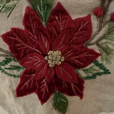 Pier 1 Imports Christmas Red Gold Poinsettia Berries Mantel Scarf