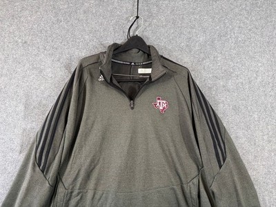 Texas A&M Aggies Adidas Football Sweater Mens 2XL Gray Fleece 1/4