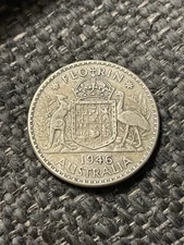 1946 Australia Silver Florin (2 Shilling) Coin