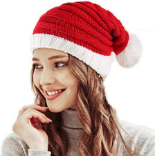 Christmas Knit Santa Hats for Women, Kids and Men,Red White Christmas Hat Xmas W