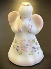 Fenton Satin Glass Angel Figurine Hibiscus Limited Edition Handpainted Signed.