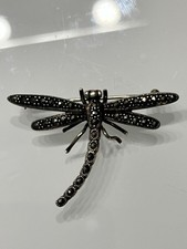 Brosche Silber 925 Silber Libelle mit Markasit  Anstecknadel 4,5x3,5 cm 6,73 g