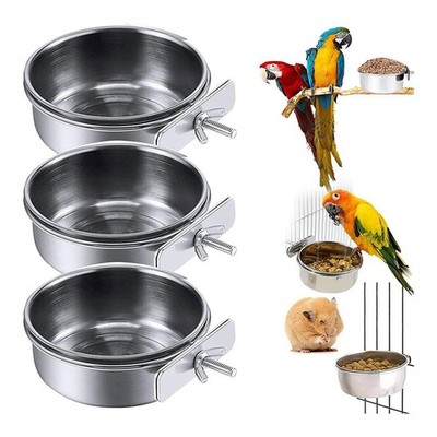 2 Stück Rostbeständige Vogelfutternäpfe aus Edelstahl geeignet für kleine Ha