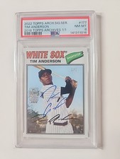 1/1 Tim Anderson Duel Autograph Topps Archives Signature Series 2022 PSA 8