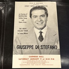 Vintage Playbill Flyer Only New York Recital Giuseppe Di Stefano Carnegie 1974