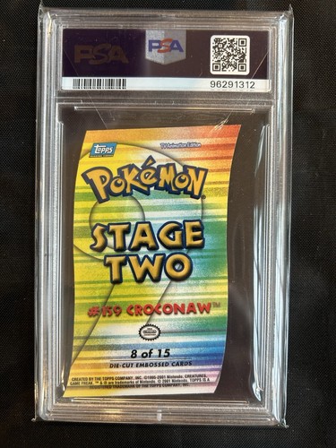 2001 Topps Pokemon Johto Series 1 Croconaw Die Cut #8 - PSA 7 - Picture 2 of 2