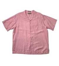 Daniel Cremieux Shirt Mens XL Extra Large Pink Short Sleeve Lyocell Linen Blend
