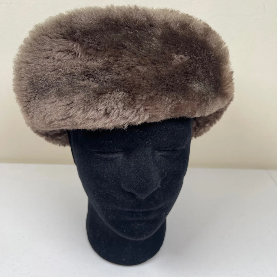 De colección Eddie Bauer Plumón Para Hombre Grande Marrón Tostado Forrado Piel Trampero Ushanka Sombrero Años 80 Foto 2 de 4