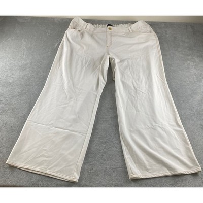 IMAN Plus Size Wide Leg Pants White Stitching Elastic Waist Pull On Women 3X