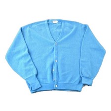 Vintage 1970s Brent Knit Perfect Mild Distress Cardigan Sweater Men's Large