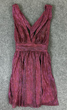 Lulus Dress Womens Size S Purple Metallic Mini Skater V Neck Racerback Zipper