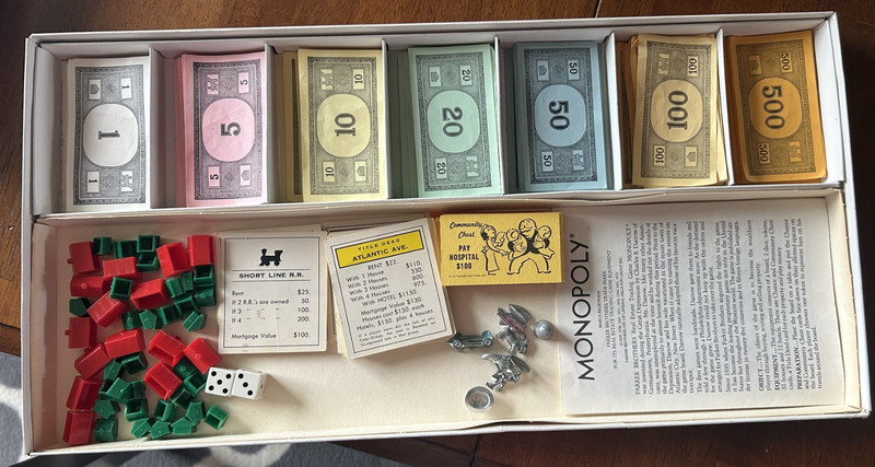 Vintage 1970 Monopoly Board Game Parker Brothers Complete, Metal Pieces