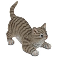 Katze Sitzend O. Stehend Grau RöTlich Handbemalt Tier Formano 732507 Dekofigur