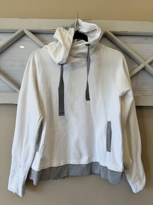 Eleventy Made In Italy hoodie white with gray trim size small. Cotton.