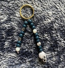 Handmade Multicolored Beaded Skull Skeleton Keyring Keychain Bag Charm