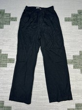 Reformation Chino Pants Womens 4 Black Stretch Pleated High Rise Casual Wide Leg