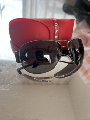 Prada Sunglasses 2004 Vintage Large Pilot Black PS54ES SPS 54E Linea Rossa Y2k