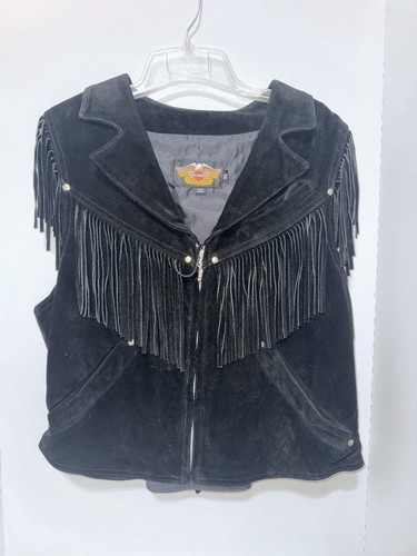 Harley Davidson genuine suede leather fringed vest Size XL
