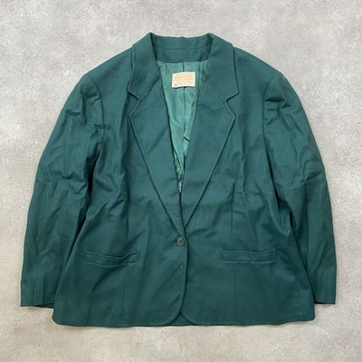Pendleton Blazer Damen 38 Vintage Tailored Einreiher Wollmantel, Grün