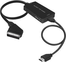 Scart to HDMI Converter with HDMI Cable, Full HD 720P/1080P Switch Video Audio C