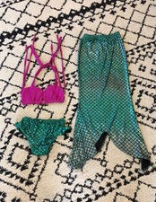 Girl Size 5/6 Mermaid Swimsuit With Mermaid Tail Skirt