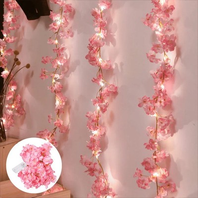 78.74 in 20LED Cherry Blossom String Light Garland Artificial Flower Vines